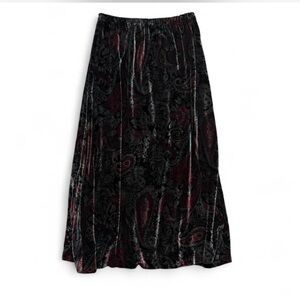 Coldwater Creek Maxi Skirt Womens medium paisley Forest Fairy Silk Black Boho
